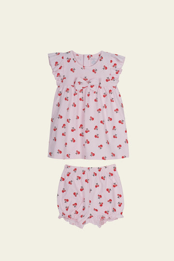 Cherry Bloom Dress & Bloomer Set
